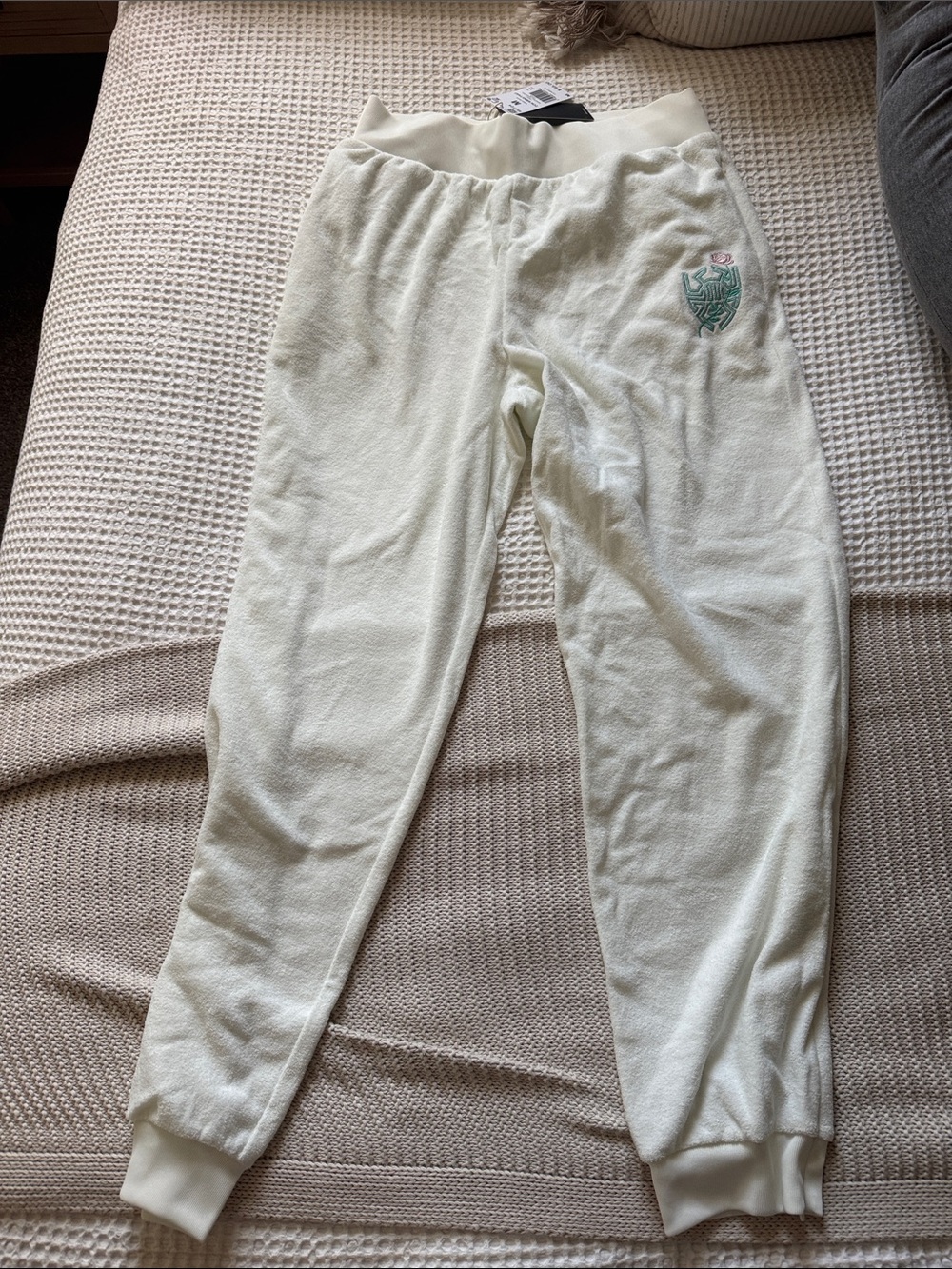 Womens Cream Adidas Donovan Mitchell Terry Jogger Pants - Soft Fleece Sweatpants